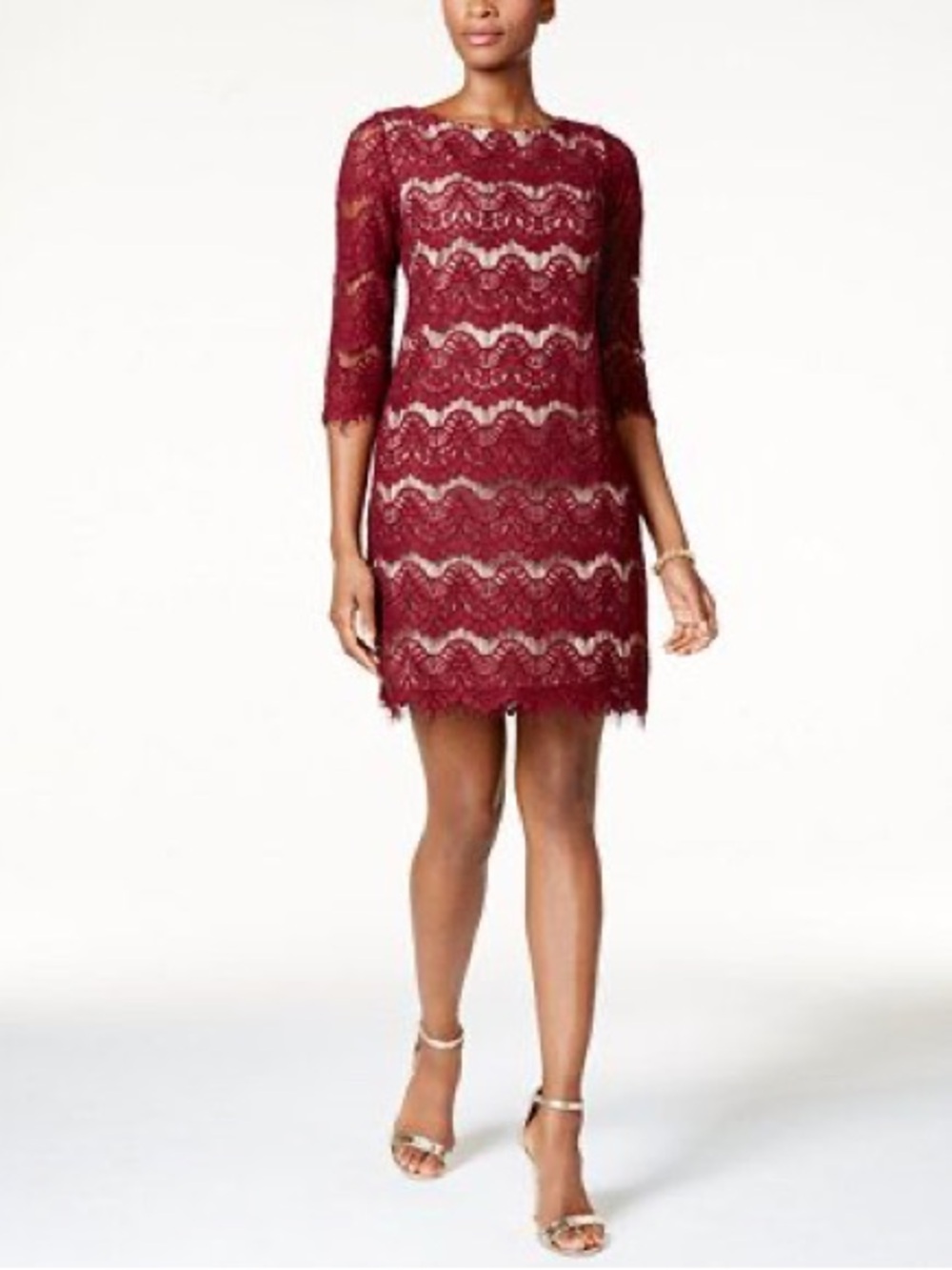Jessica Howard Lace 3/4-Sleeve Sheath Dress